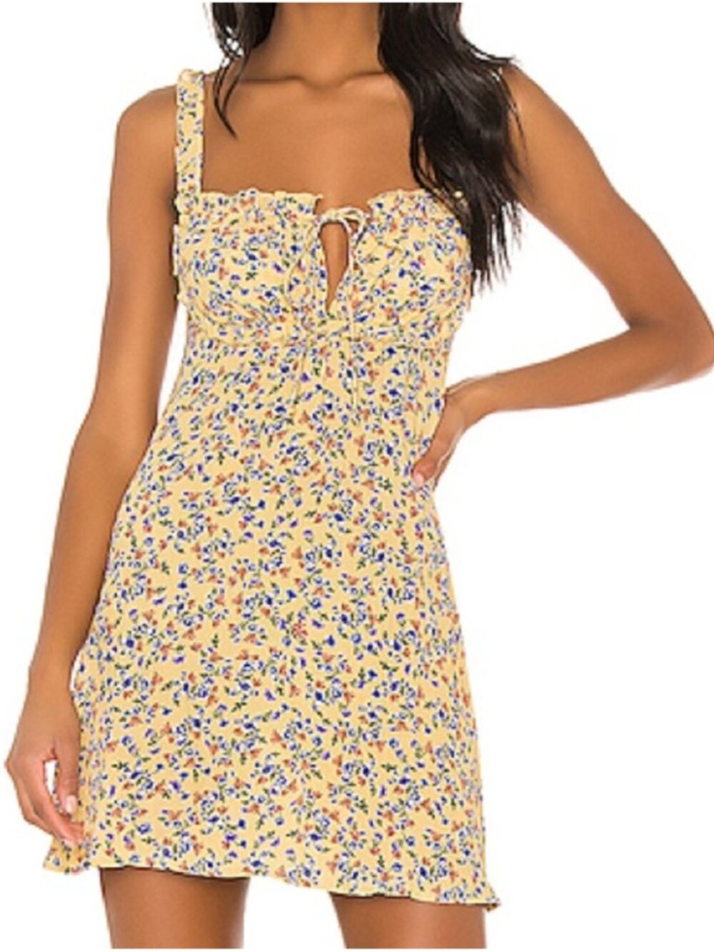 NWT Beach Riot Olivia Dress Yellow Floral Mini Sundress Smocked Back - XS